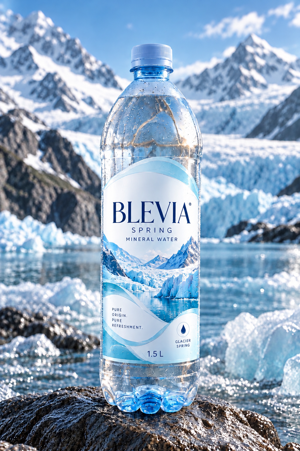 BLEVIA 1.5 L glacier spring mineral water bottle